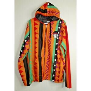 SECRET SCIENTIST Mens Urban Y2K HOODED JACKET - Size XL - Orange Street Wear